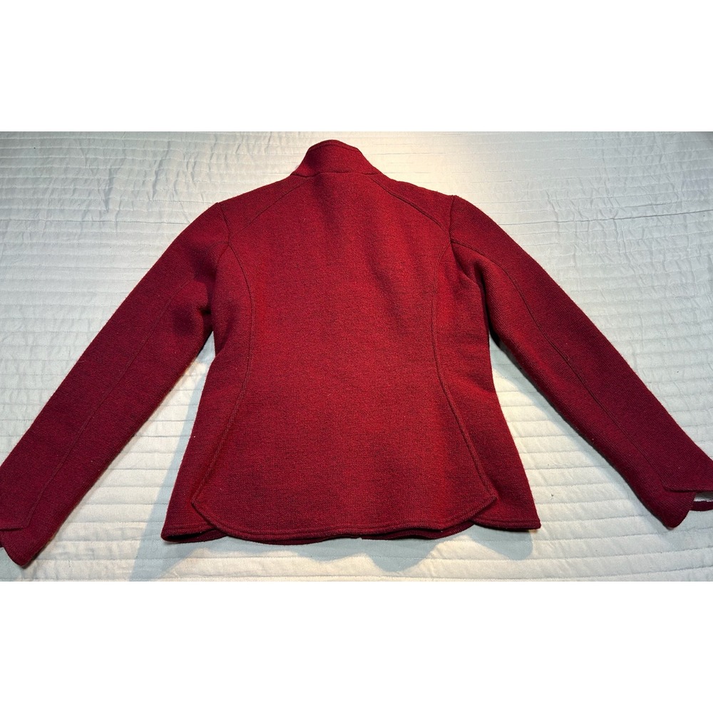REI‎ Womens Fleece Lined Full Zip Jacket Dark Red Size Medium Wool Blend EUC - Picture 7 of 7